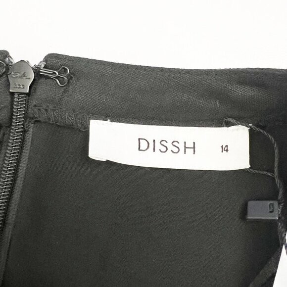 NWT Dissh Dress Women's Size 14 Black 100% Linen Long Sleeve Midi Dark Romantic - Picture 6 of 15